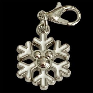Vintage Disney Hidden Mickey Mouse Christmas Snowflake Clip On Charm Zipper Pull